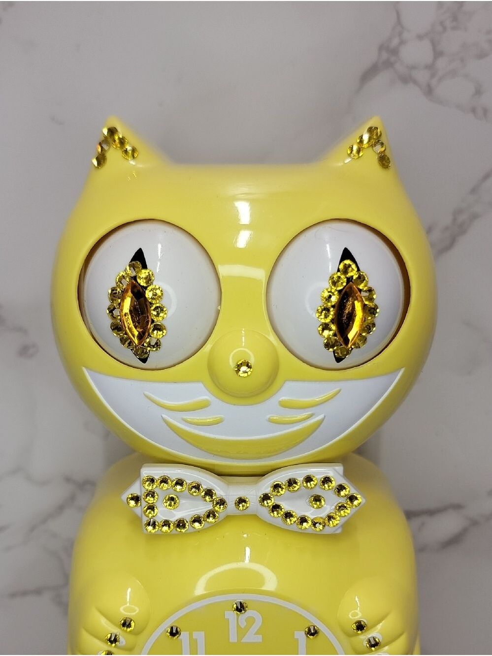 Rare Jeweled Spring Daffodil yellow Kit-Cat Klock Clock